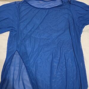 Elegant Blue Sheer Women's Beach Cover Up